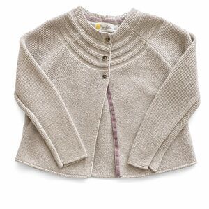 Mini Boden Girls Beige/ Gold Knit Cardigan Sweater size 6/7